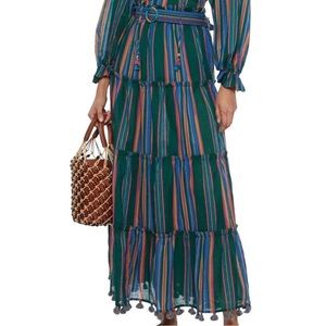 Zimmermann Allia Maxi Skirt Striped Linear Cotton